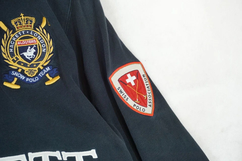 Hackett Swiss Alpine Polo Club Negro Manga Larga Polo Hombre S - Imagen 4 de 4