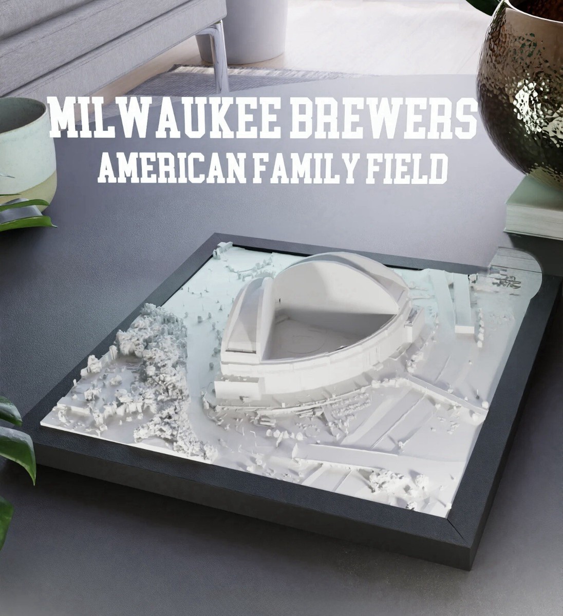 OG　ミルウォーキーカウンティスタジアムミニチュア フィギュア Milwaukee Brewers American Family Field Replica Model MLB 8”x 8