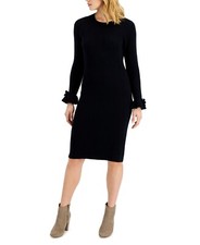 MSRP $90, Charter Club Ribbed Sweater Dress Black Size - SMALL