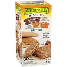 Nature Valley Biscuit Sandwich Variety, Almond Butter  Peanut Butter, 30 Count