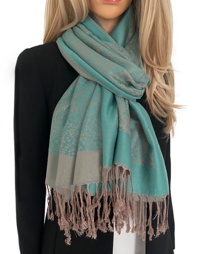 Large Multi Colour Leaf Paisley Print Pashmina Shawl Scarf Wrap Bright Rainbow - Picture 845 of 1,026