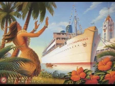 Vintage Style Hawaii Travel by Los Angeles Steamship Co Poster by  K. Erickson C