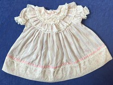 Bryan Vintage Floral Dress Scalloped Collar Lace Ruffles 18 Mos Made in USA