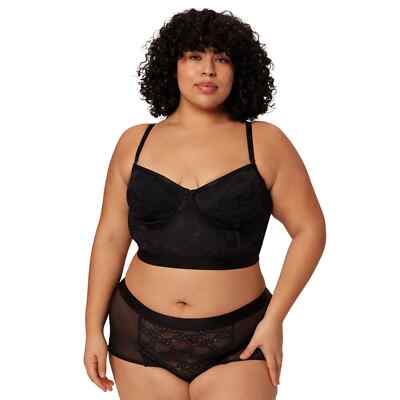 Parade   Lace Bustier Bralette Eightball (Black) Women's Plus Size 2XL