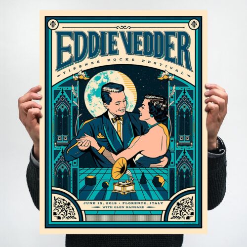Van Orton EDDIE VEDDER Firenze Rocks Festival Poster AP Print SIGNED Pearl Jam