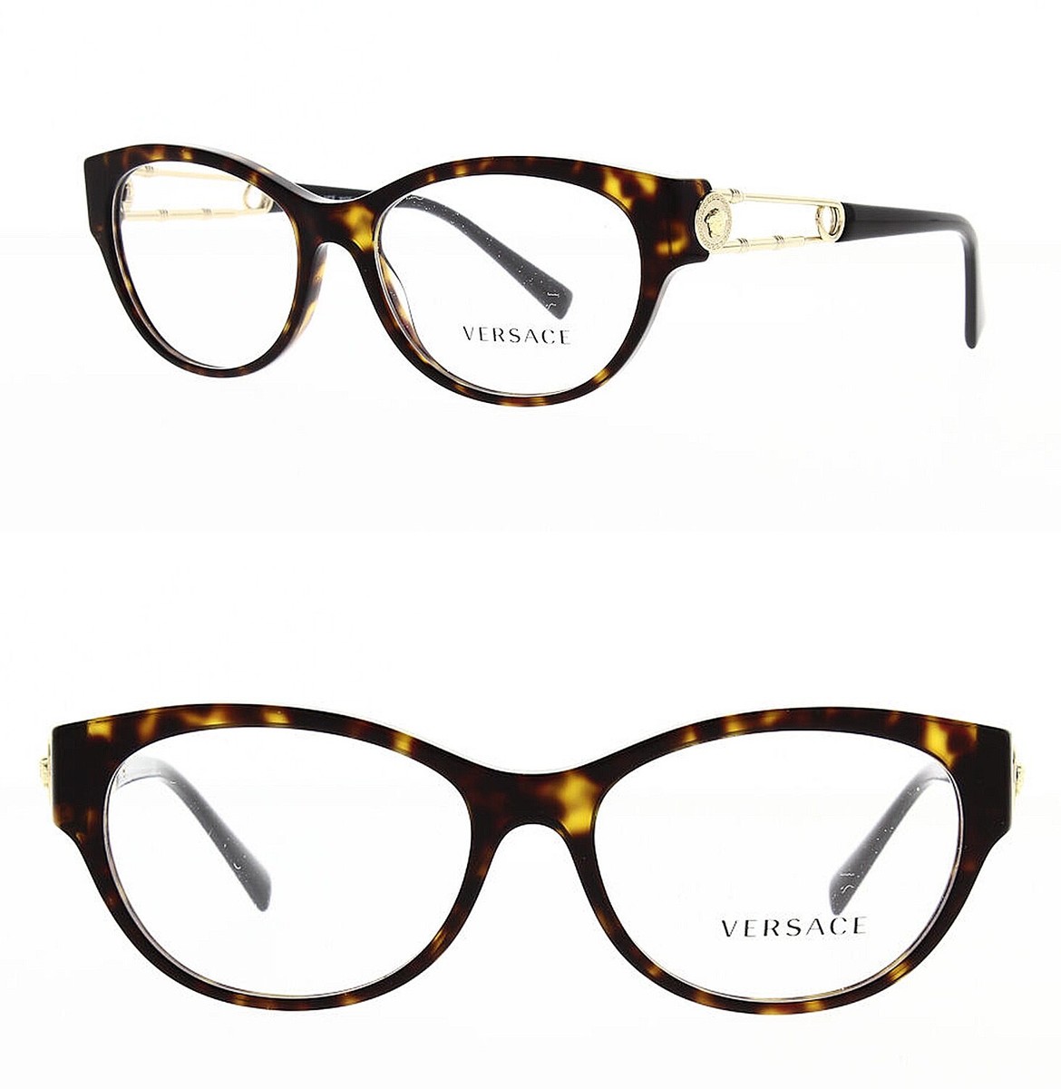 VERSACE SAFETY PIN Medusa Brown Gold VE3289 Eyeglasses 3289