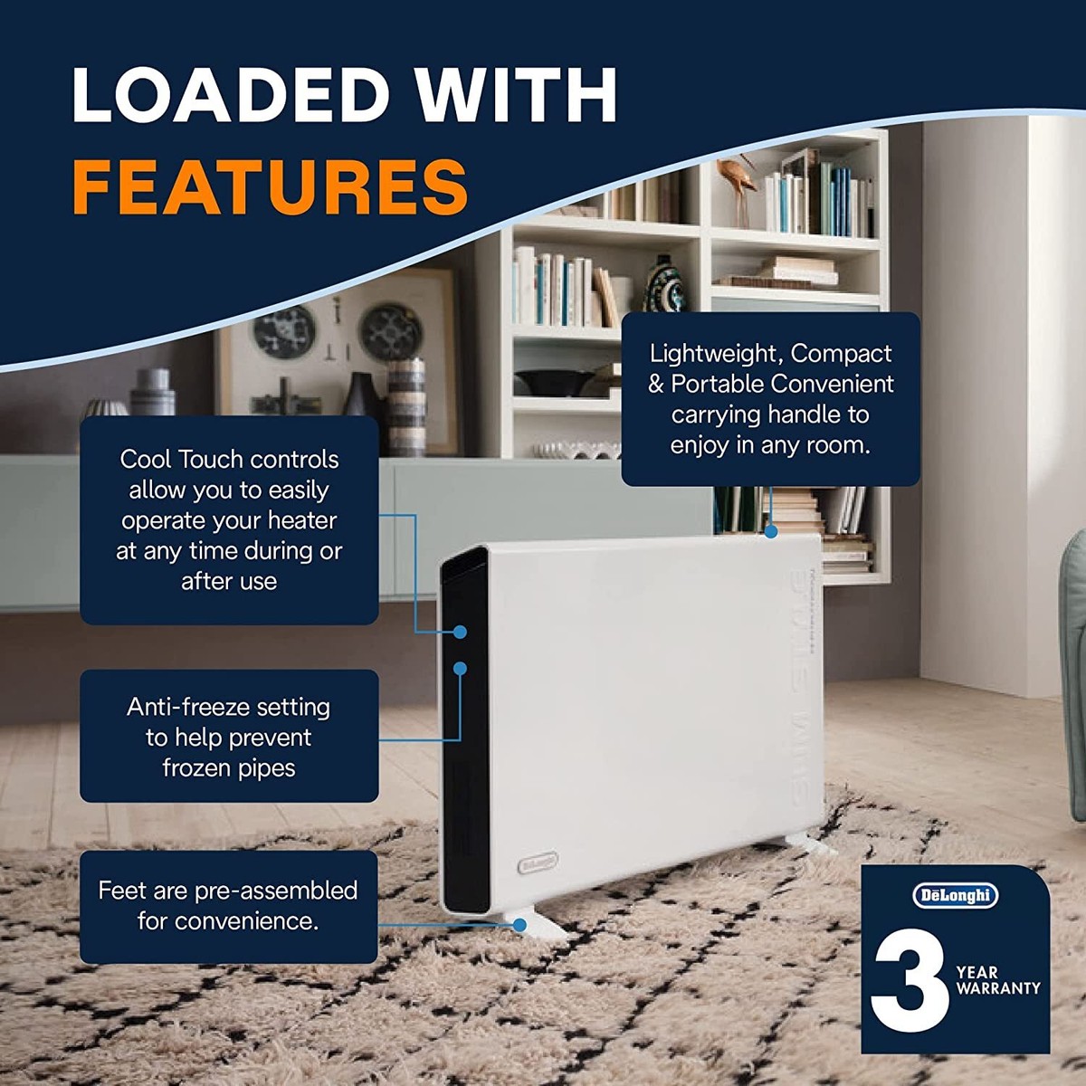 Brand NEW Deu0026#039;Longhi HCX9115E 1500W Slim Style Portable Heater - White  44387912051 | eBay