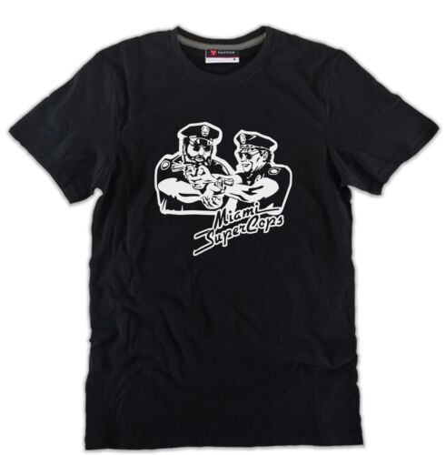 T-shirt Bud Spencer Miami Supercops Terence Hill Cotone Nera Film idea regalo - Afbeelding 1 van 2