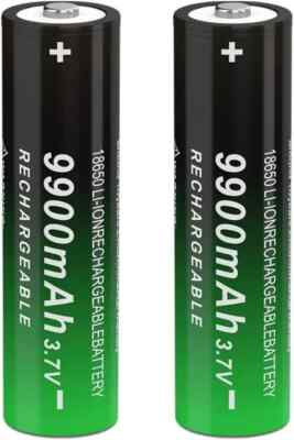 2 Pack 3.7 Volt 18650 Rechargeable Battery 9900mAh Battery Button Top Li-ion