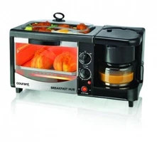 Courant 3-IN-1 Multifunction Breakfast Hub, Toaster Oven, Griddle, Coffee- Black