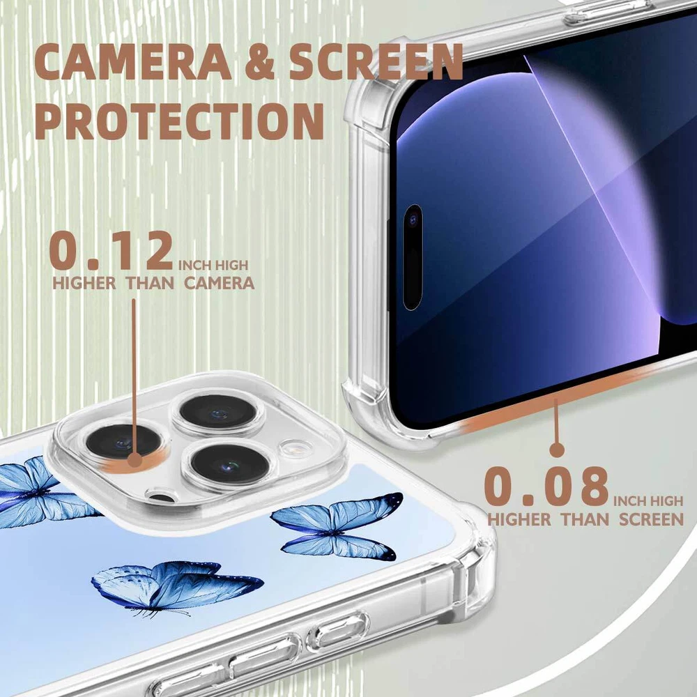 iPhone 14 Pro Max 15 16 Plus Samsung A56 A16 Butterfly TPU Case