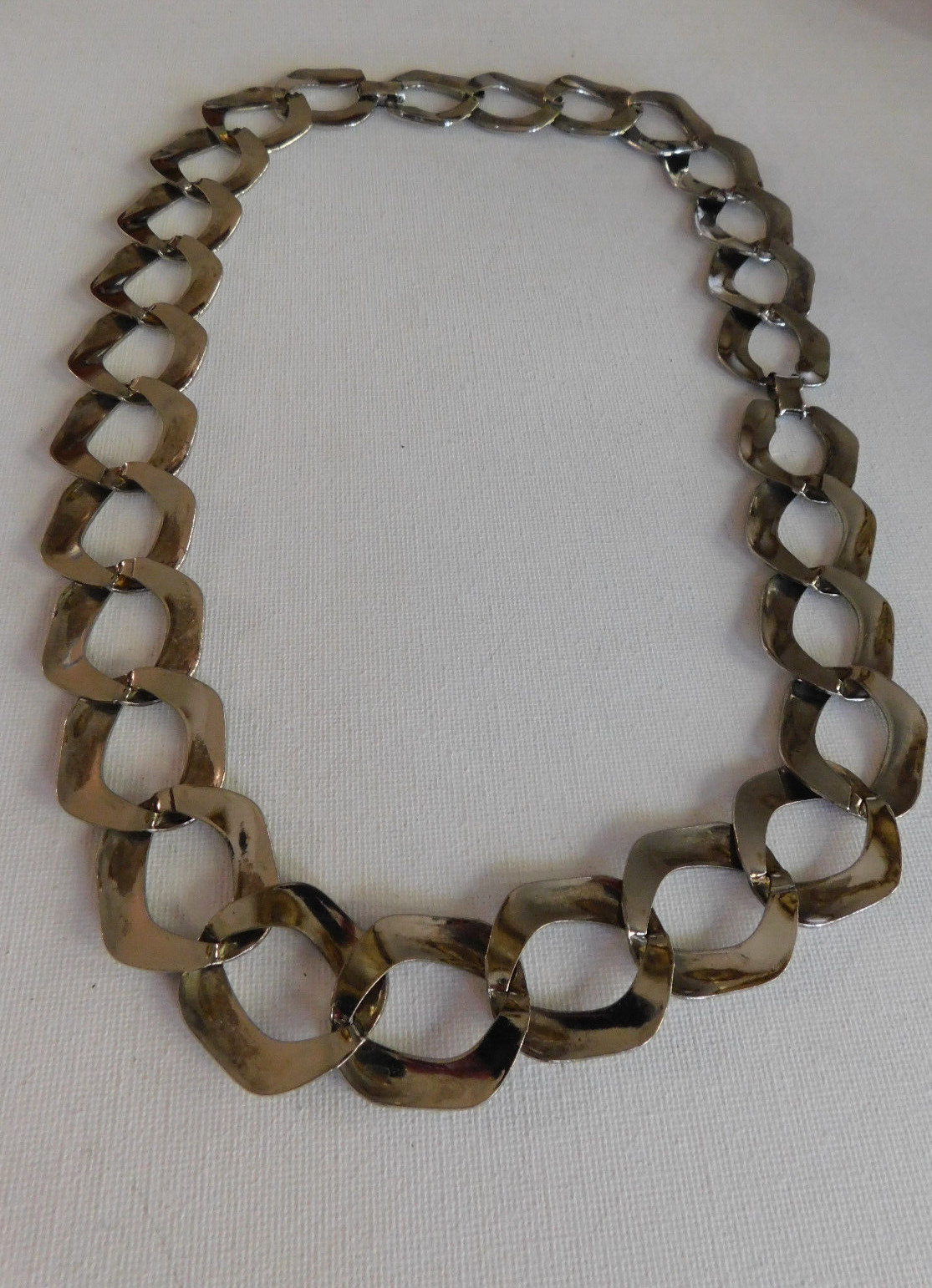Silver Tone Large Loop Long  Statement Necklace - image 5