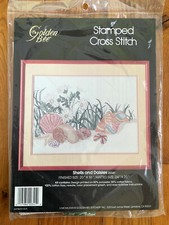 VTG Stamped Cross Stitch Kit Shells and Daisies Golden Bee 1987 NIP Sealed