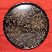 Vassoio in legno laccato nero con design floreale stoviglie giapponesi