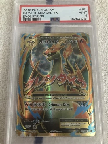 Pokemon PSA 9 MINT 2016 M Charizard Ex #101/108 XY Evolutions Full Art Card