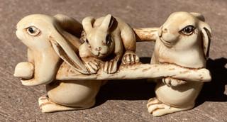 Signed Antique Japanese Carved Netsuke Totem Charm