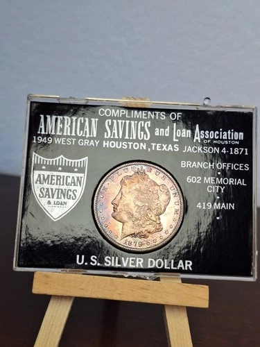 Uncirculated Morgan Silver Dollar 1879 Toned American Savings, PL? $1