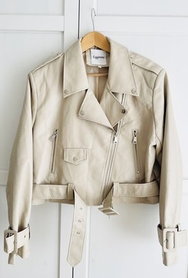 Copperose cream faux leather cropped biker style jacket! Uk16/18