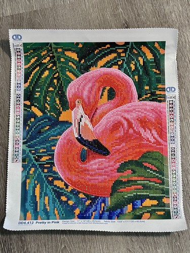 Diamond Painting Finished Completed 3D Wall Art 11x14” Pretty In Pink FLAMINGO - Afbeelding 9 van 9