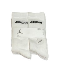 Nike Jordan Lightweight Crew Socks 6-Pair Unisex White Black YTH 5Y-7Y W 6-10 22