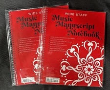 Music Manuscript Notebooks Set Of 2 Wide Staff Spiral Bound 11  x9.5  Brand New