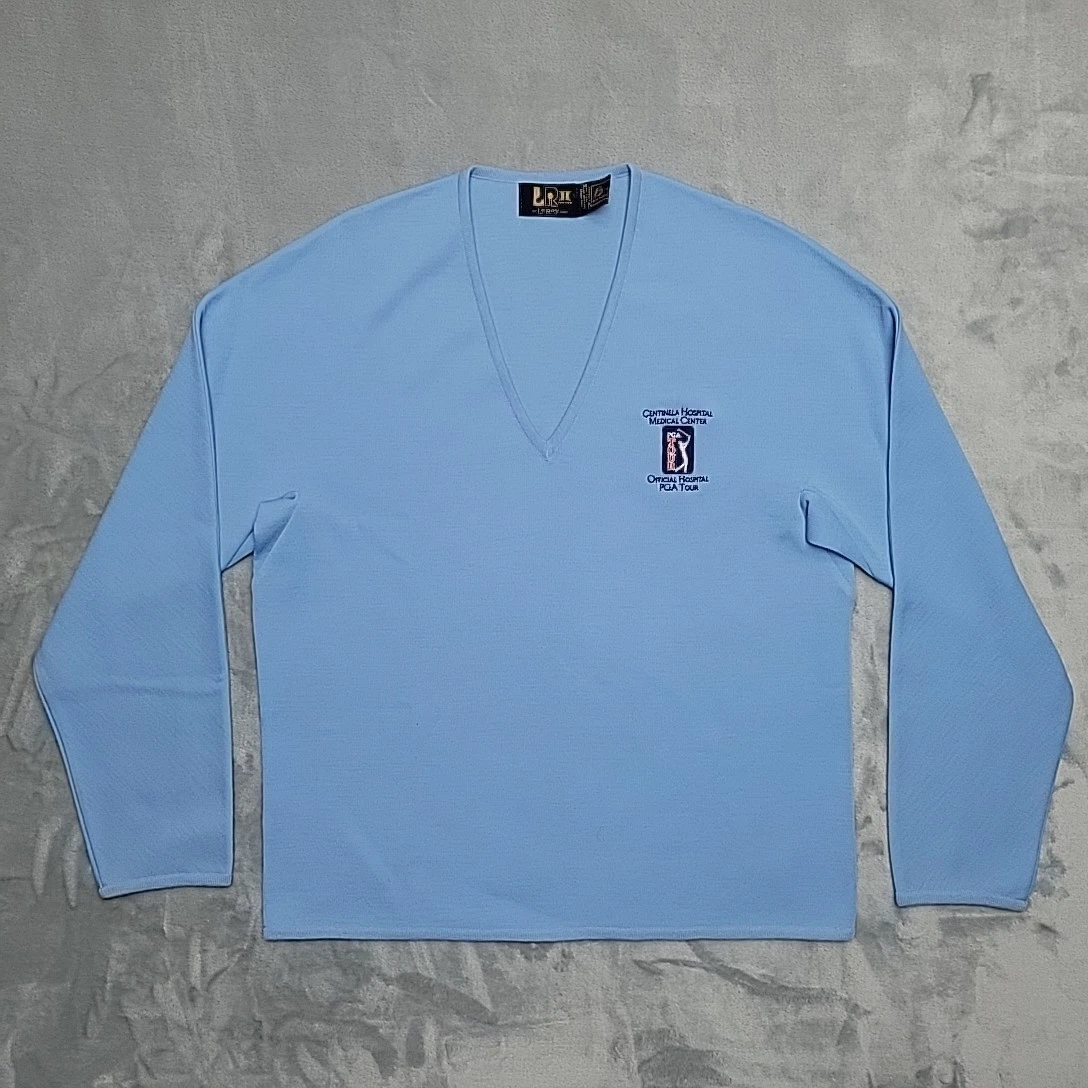 VTG LRII LeRoy Knit Sweater Mens Medium100% Wool V-neck Classic Luxury Golf PGA