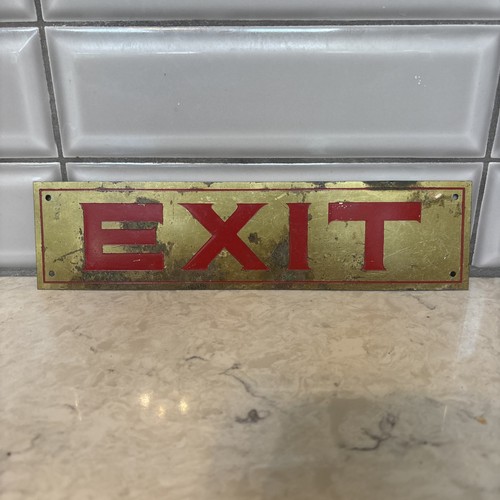 Vintage Metal Brass Exit Sign 10” 
