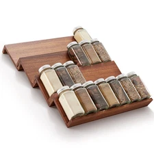 Wood Spice Drawer Organizer - Acacia Wooden Tray Spice Racks Organizer for Ca...