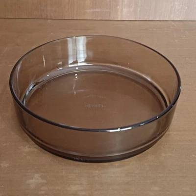 Henkel, Plat À Four Coupe En Verre Fumé, Plat Rond Vintage - Photo 1/4