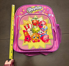 Vintage Shopkins mini Girls Backpack Pink Purple Striped strawberry kiss