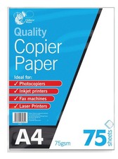 High Quality A4 Printer Paper for Inkjet / Laser & Photocopier 75 Sheet 75gsm