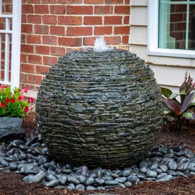 Aquascape Small Stacked Slate Sphere Fountain 24''D x 22''H  78287