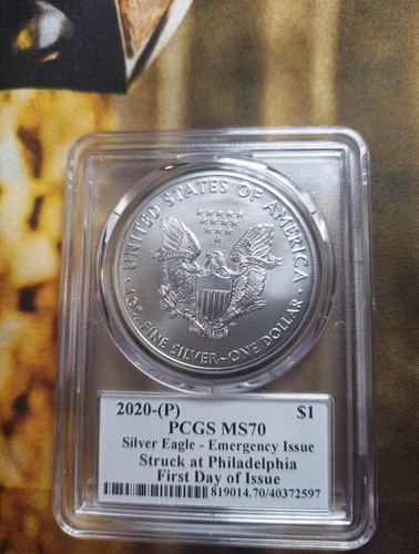 2020 P American SILVER EAGLE PCGS MS70 Emergency Issue FDOI JIM PEED Signed E120