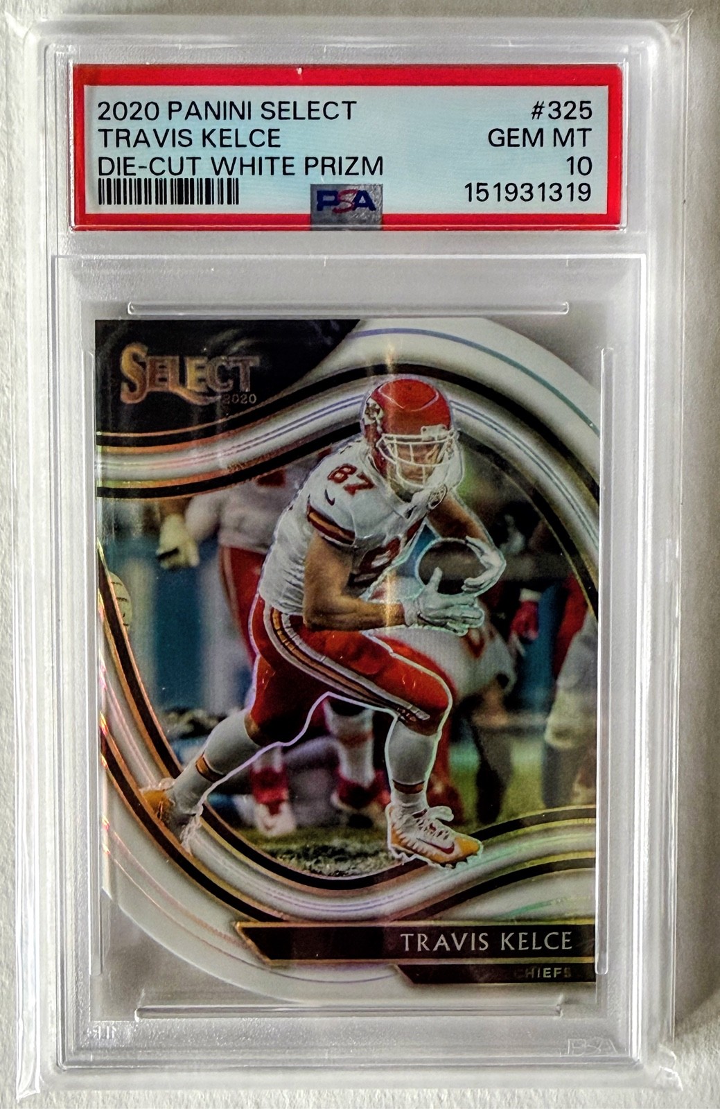 2020 Panini Select - Field Level Travis Kelce #325 White Prizm Die-Cut PSA 10