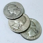 WASHINGTON SILVER QUARTERS LOT OF 3. 90% SILVER CIRCULATED COINS FREE SHIP #8829