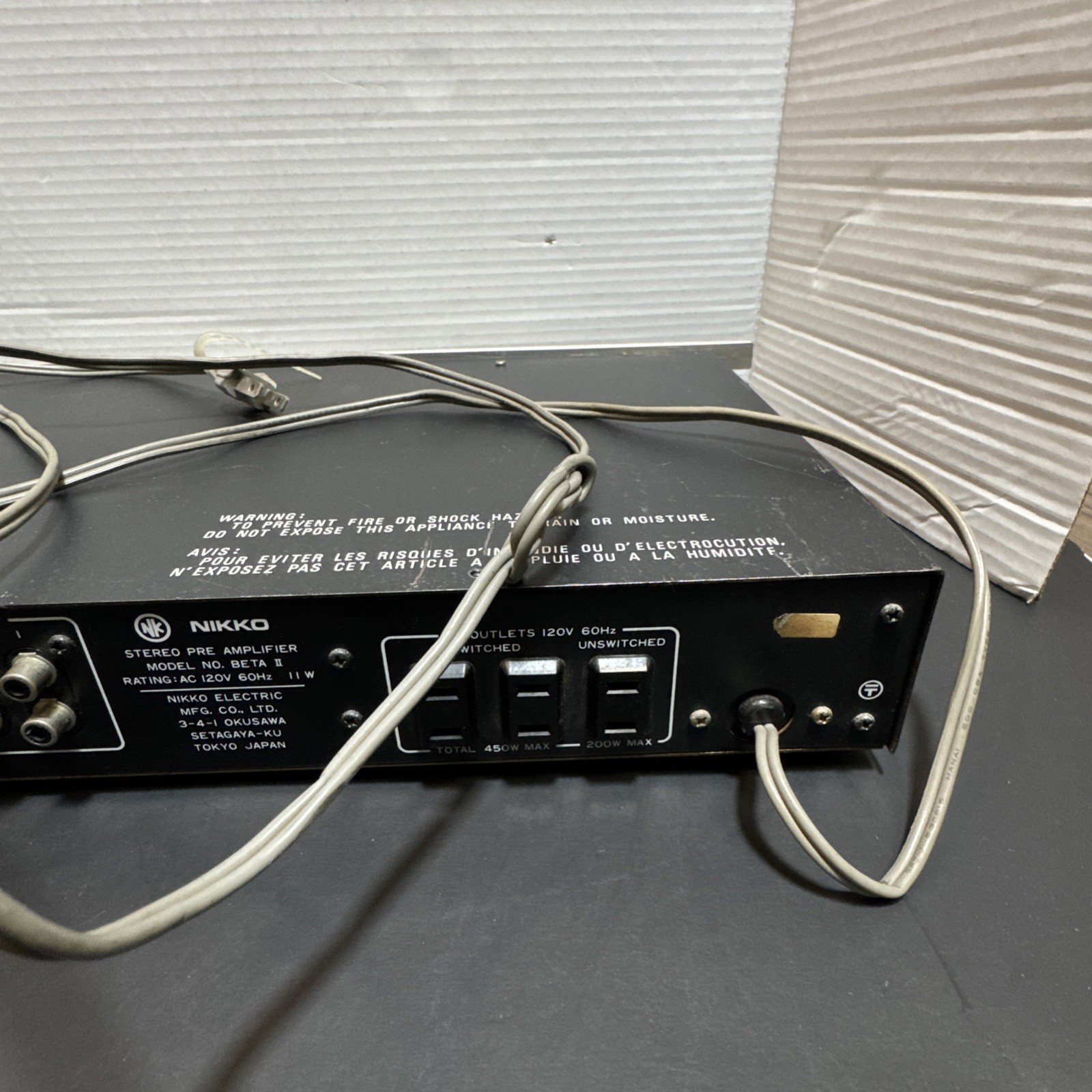 NIKKO Beta II Stereo Pre-Amplifier Vintage Silver Japan Phono Powers On