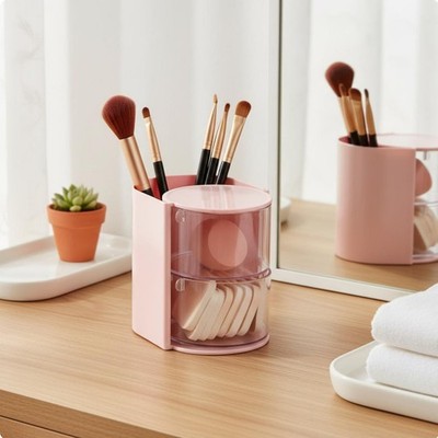 Dustproof Makeup Sponge Organizer Multi-Functional Vanity Makeup Tool Container
