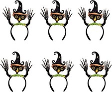 Halloween Witch Skeleton Headbands Party Costume Hair Accessories 6 Pack 12.5"