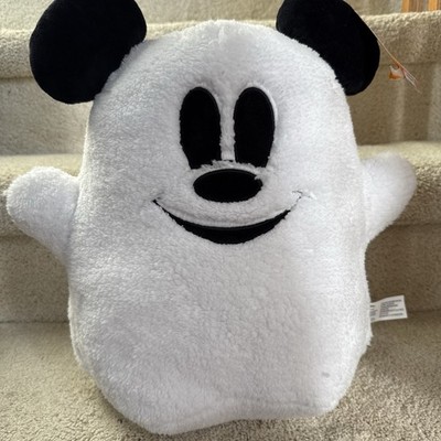 Disney 2025 Halloween Mickey Mouse Ghost Throw Pillow Stuffed Plush NEW 15in.