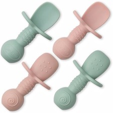 Ginbear Silicone Baby Spoons 4 Pack Self Feeding Infants Led Weaning Spoons Set