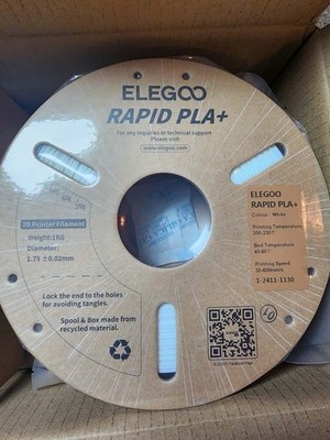 ELEGOO Rapid PLA+ 3D Printer Filament 1.75mm Cool White 1kg