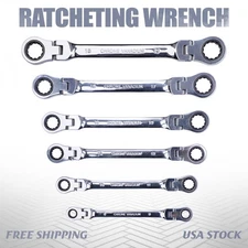 6* Double Box End Ratcheting Wrench Flex-Head Extra Long Heavy Duty Spanner Set