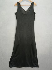 Metaphor Maxi Dress Womens Medium Black Textured Diamond Sleeveless Side Slit