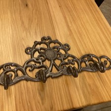 Cast Iron 6x15  Coat Hat Towel Keys Wall Hook Hanger Rack Gray