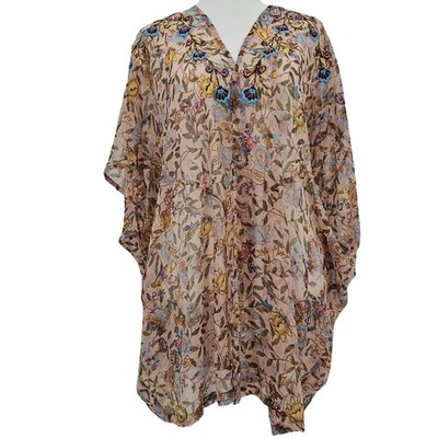 Anthropologie Andersen & Lauth Womans Onesize Bella Shimmer Kimono Embroidery