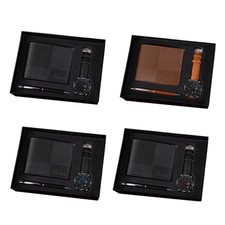 Men's Gift Set Elegant Modern Watch Box Decor Watch Wallet Pen Set for Mens Him