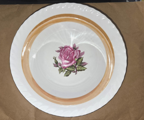 Lusterware Serving Bowl Rose Roses Pattern Vtg Westwood Fine China of Japan 9"