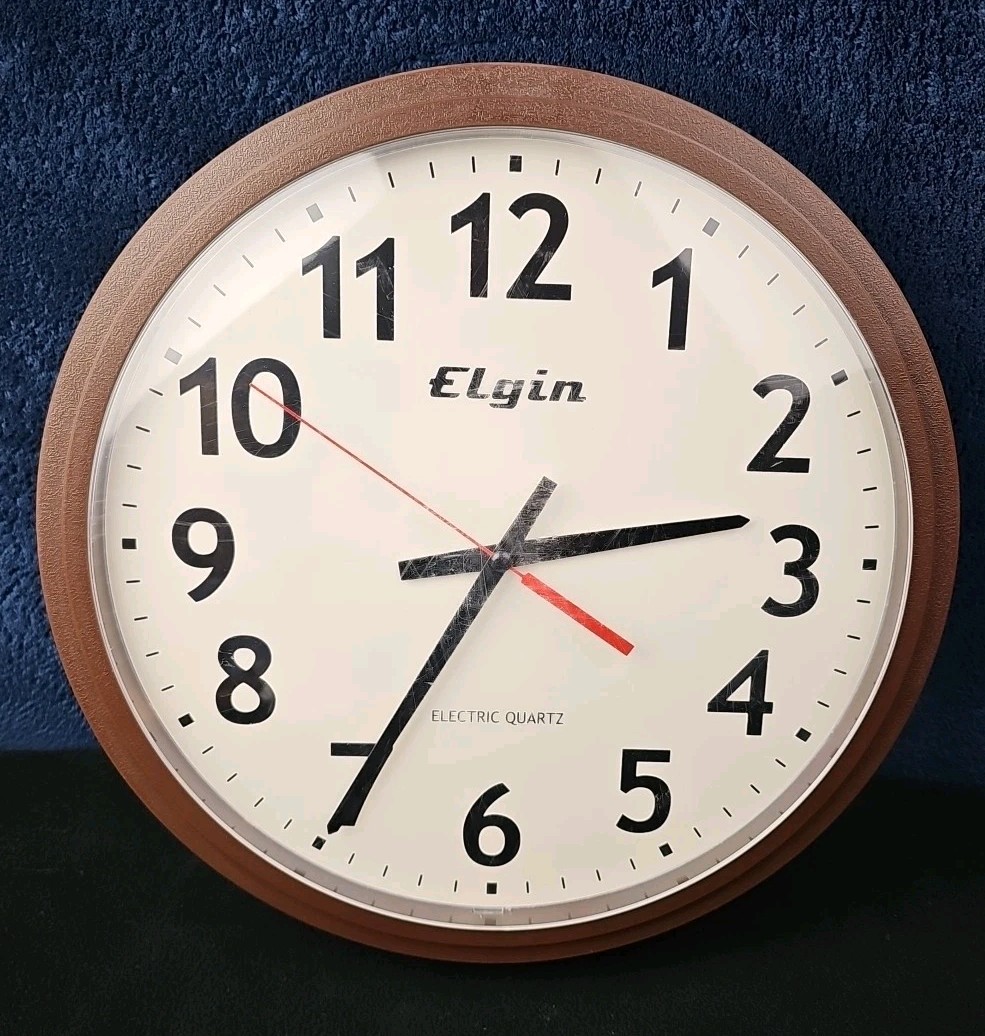 Elgin Electric Quartz Wall Clock Brown 14
