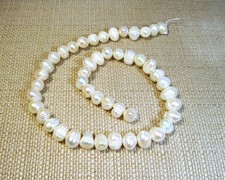 Nice 16" Strand of 11mm x 9mm White Iridescent Freshwater Baroque Pearls Lot B1