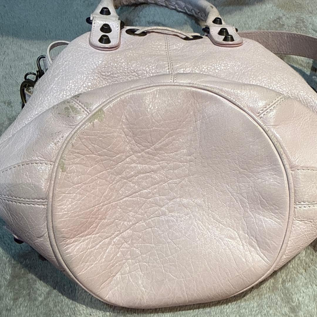 BALENCIAGA Classic Mini Pompom Drawstring Handbag Shoulder Bag Pink Leather thumbnail 11